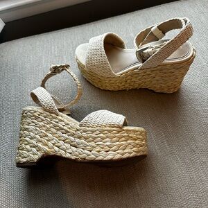 Sam Edelman Women's Cream Woven Platform Sandals